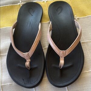 Olukai Black and Pink Women's Sandals